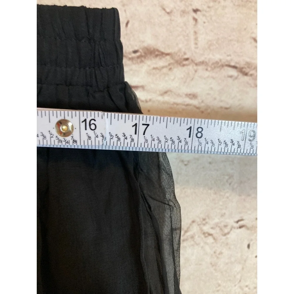 Vintage Together! Skirt Womens 1X Black & Gold Organza Midi‎ Flare Pleated Plus
